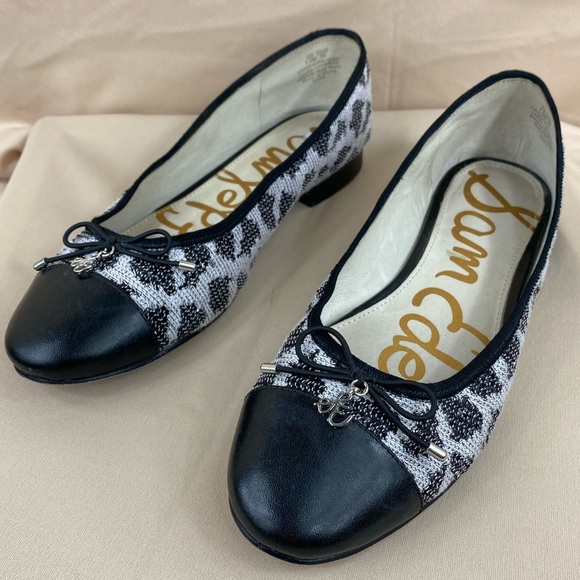 Sam Edelman Shoes - Sam Edelman Sam Quilted Sequin Black Silver Black Cap Toe Ballet Flats Size 7.5